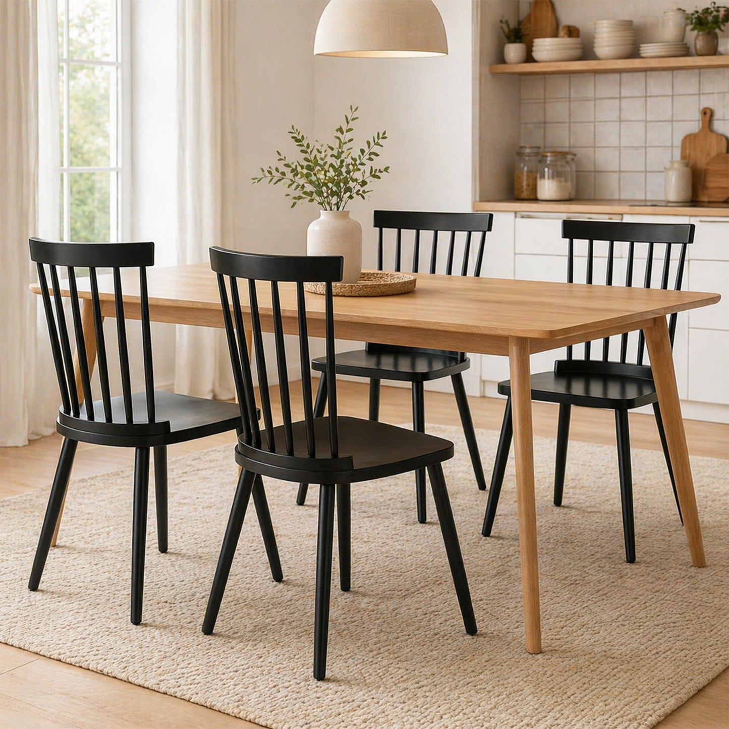 CRERIYO Windsor Dining Chairs, Spindle Back Kitchen Chairs, Classic Farmhouse Dining Room Chairs