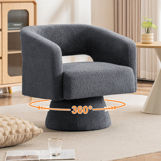 CRERIYO 360° Swivel Accent Chair with Armrest,  Upholstered Barrel Chair with Three Pillow for Living Room, Bedroom