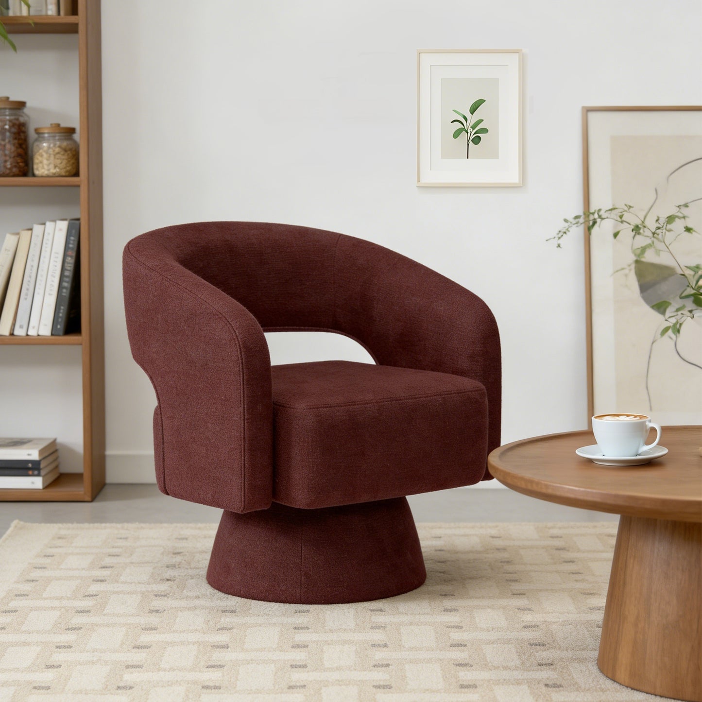 CRERIYO 360° Swivel Accent Chair with Armrest,  Upholstered Barrel Chair with Three Pillow for Living Room, Bedroom