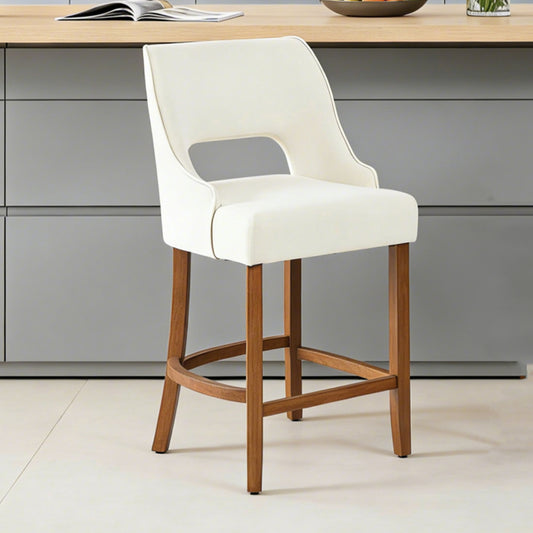 27" Counter Height Bar Stools,  Upholstered Bar Stools With Black Curved Footrest， Modern Counter Stools with Back for Kitchen Island