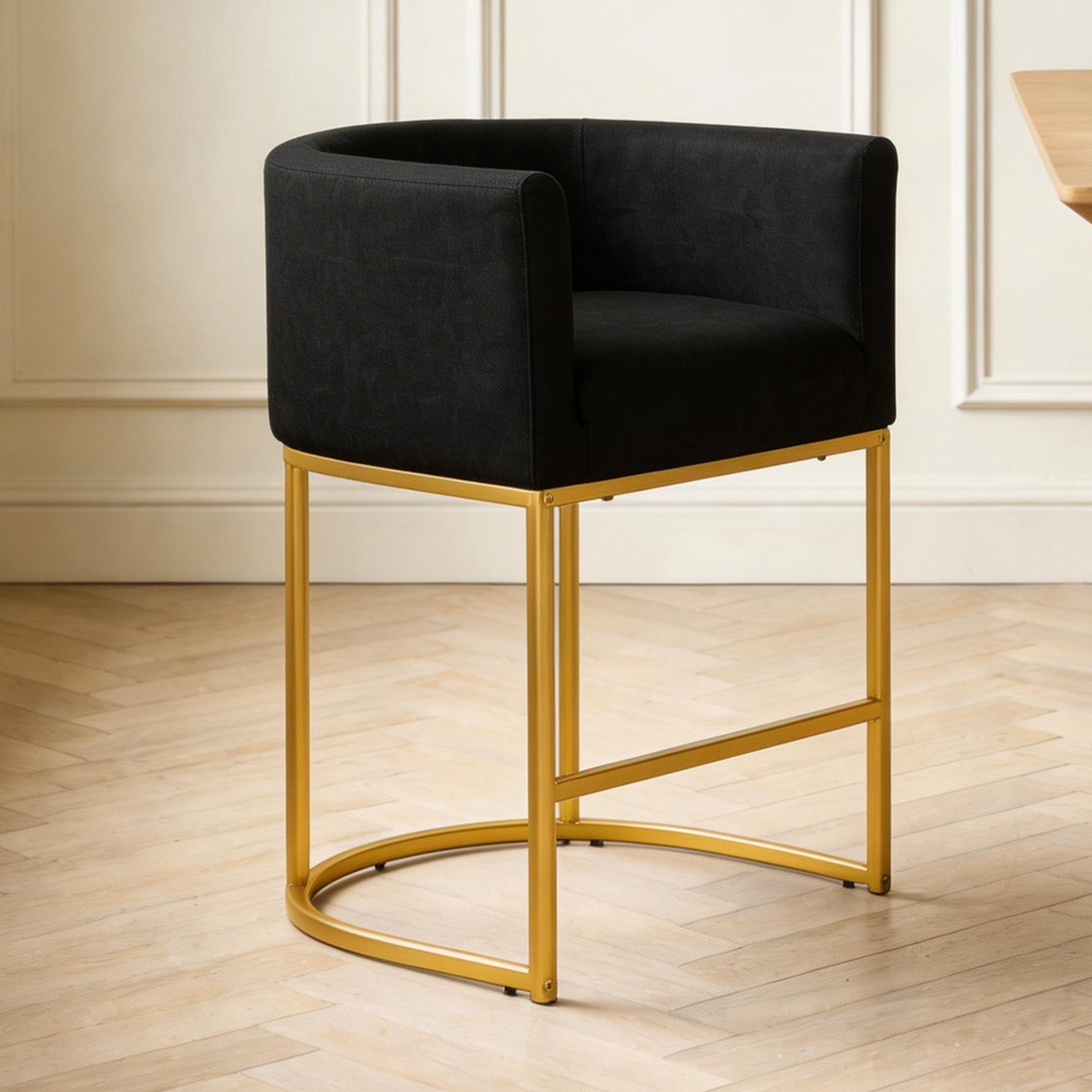 FANCROU 26" H Counter Height Bar Stools Set of 1, Fabric Barrel Stools with Back and Arms