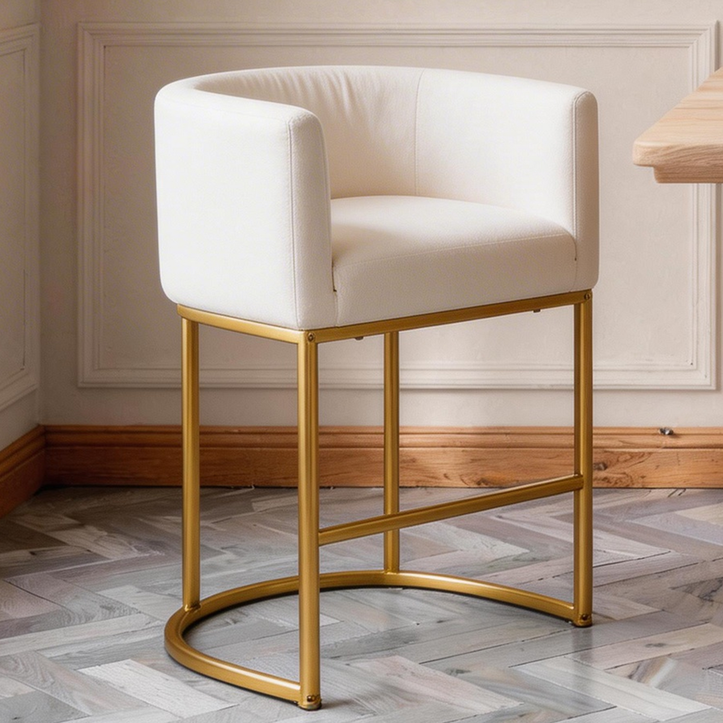 FANCROU 26" H Counter Height Bar Stools Set of 1, Fabric Barrel Stools with Back and Arms