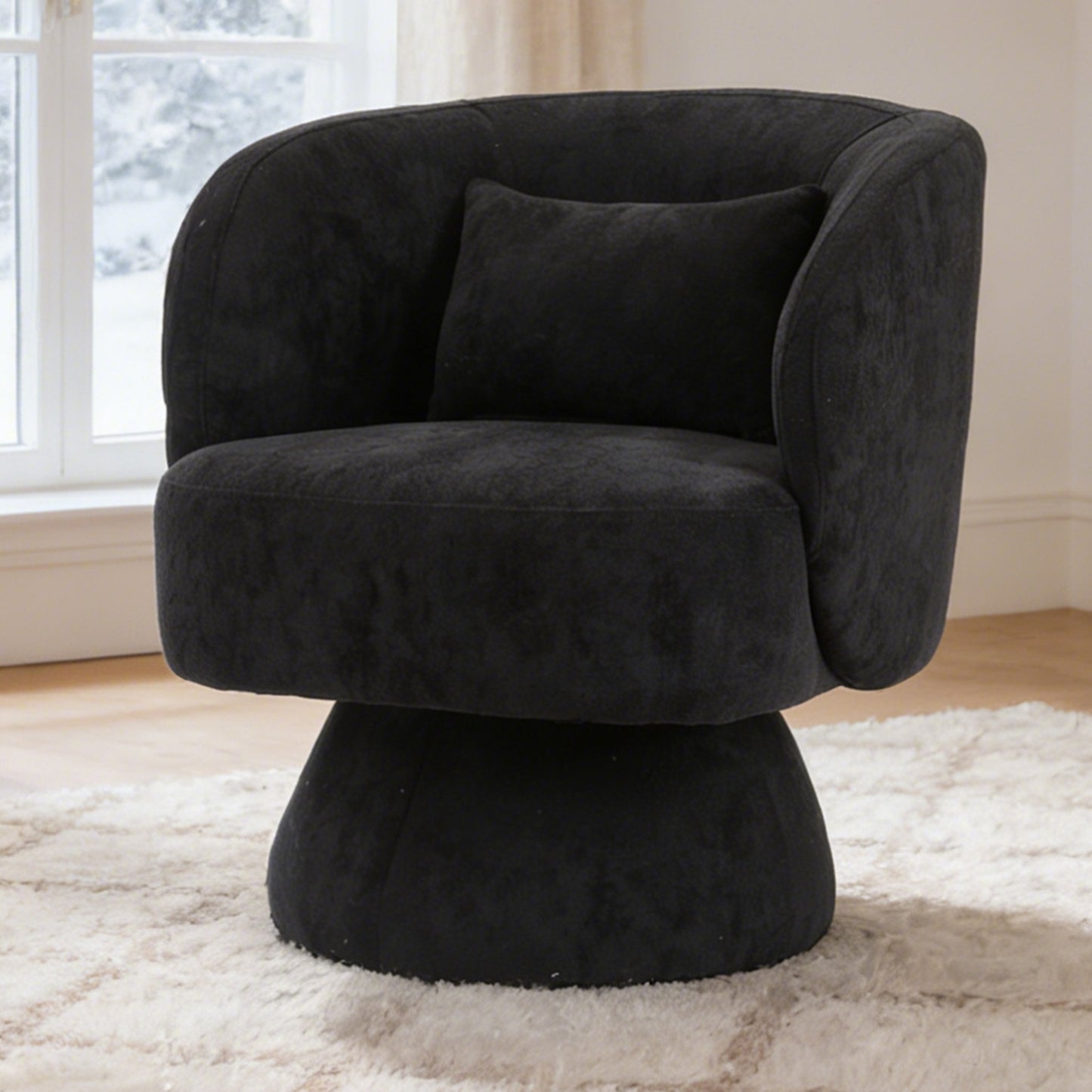 CRERIYO 360° Swivel Accent Chair with Armrest,  Upholstered Barrel Chair with Three Pillow for Living Room, Bedroom