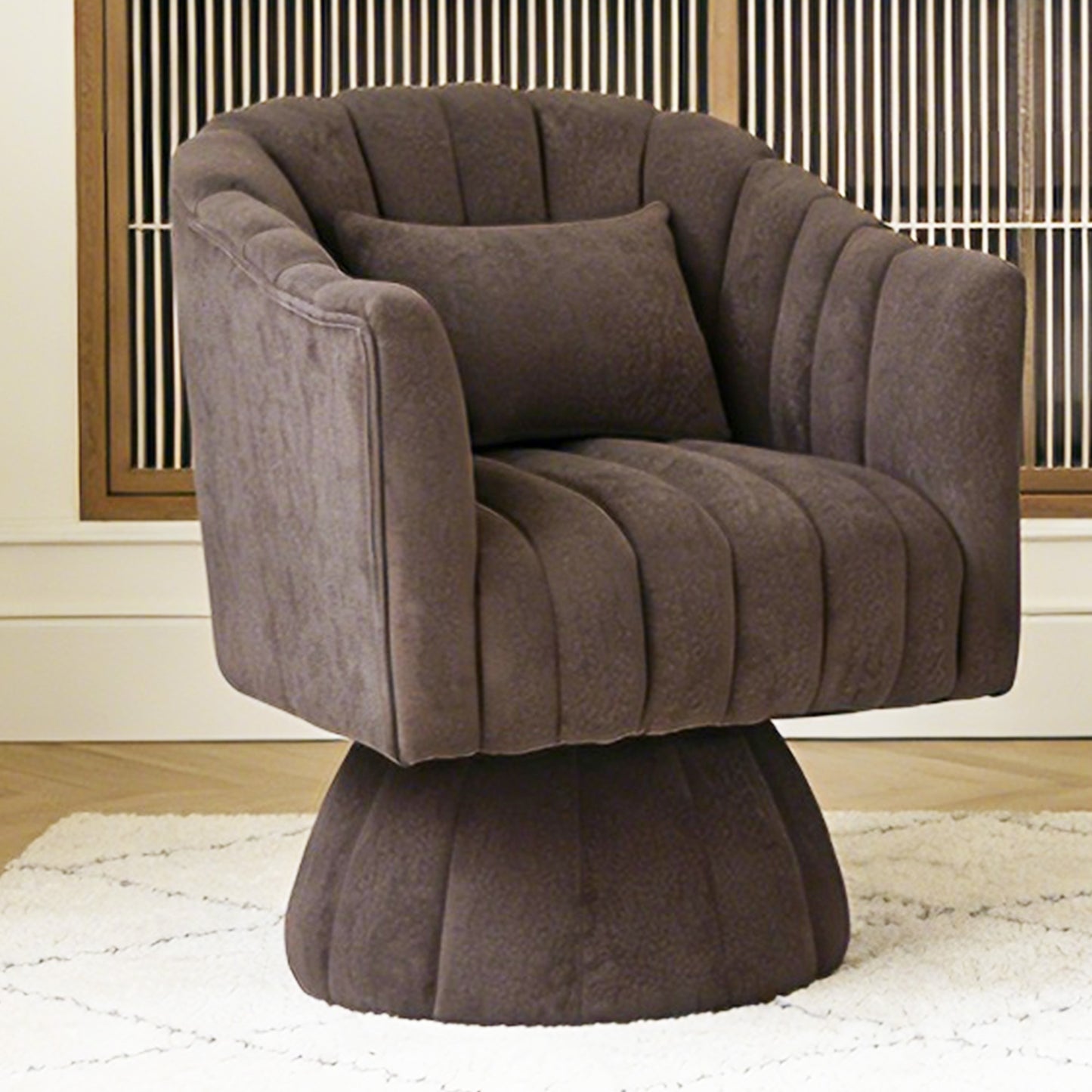 CRERIYO 360° Swivel Accent Chair with Armrest,  Upholstered Barrel Chair with Three Pillow for Living Room, Bedroom