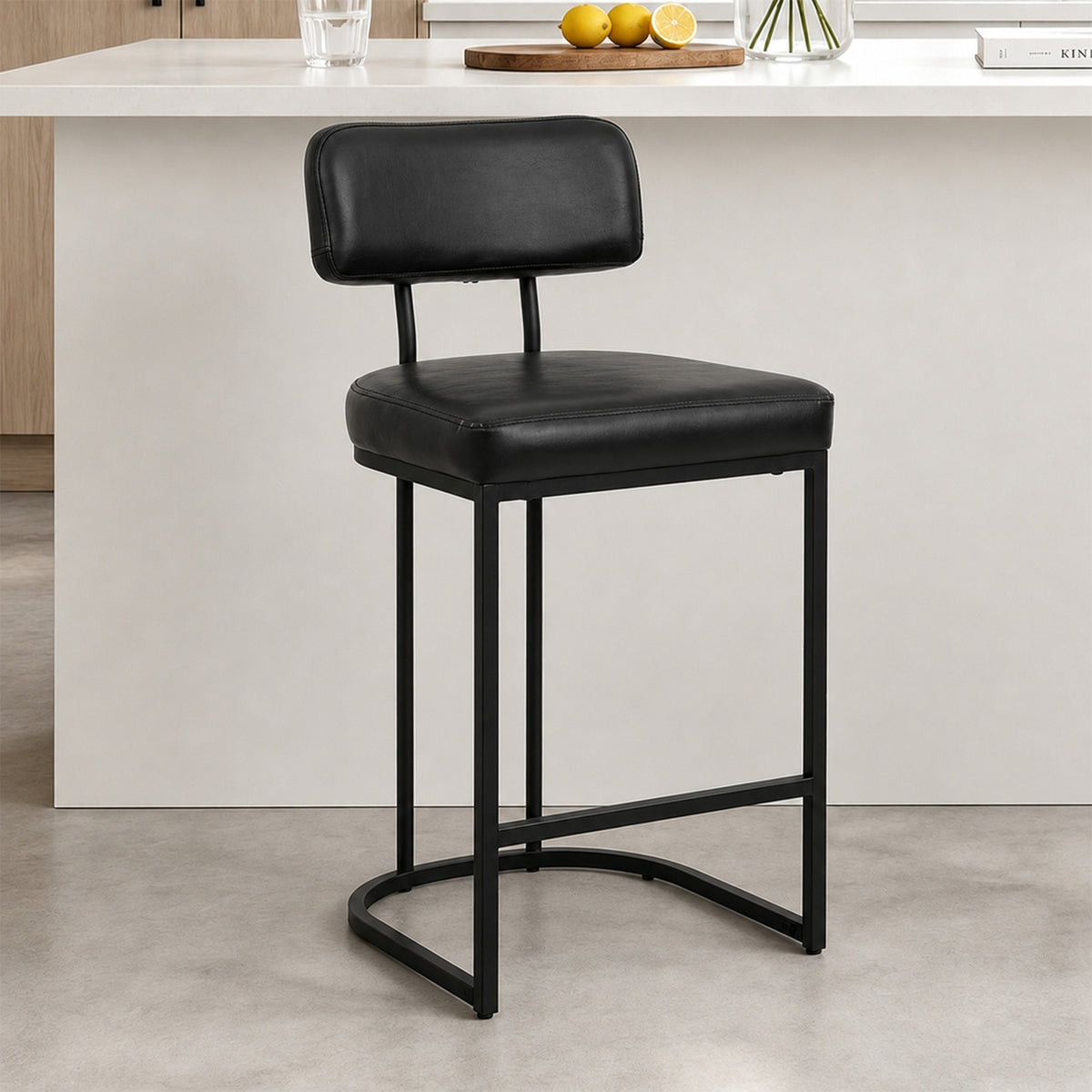 ClinQ Modern Bar Stool Set of 1, Upholstered Counter Height Bar Chair with Sturdy Metal Frame and Backrest for Kitchen Island
