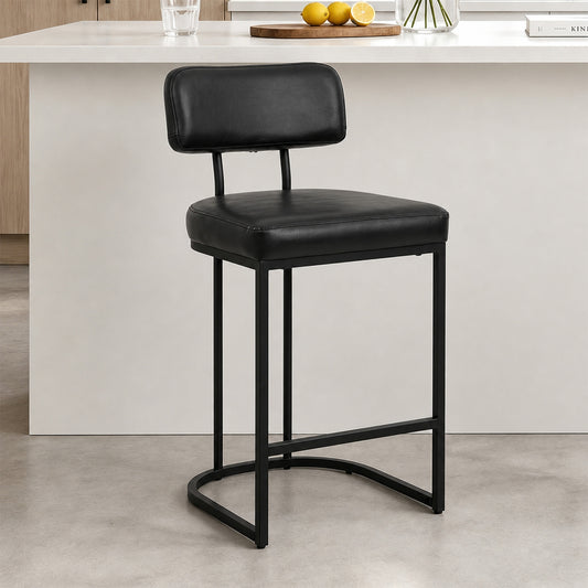 ClinQ Modern Bar Stool Set of 1, Upholstered Counter Height Bar Chair with Sturdy Metal Frame and Backrest for Kitchen Island