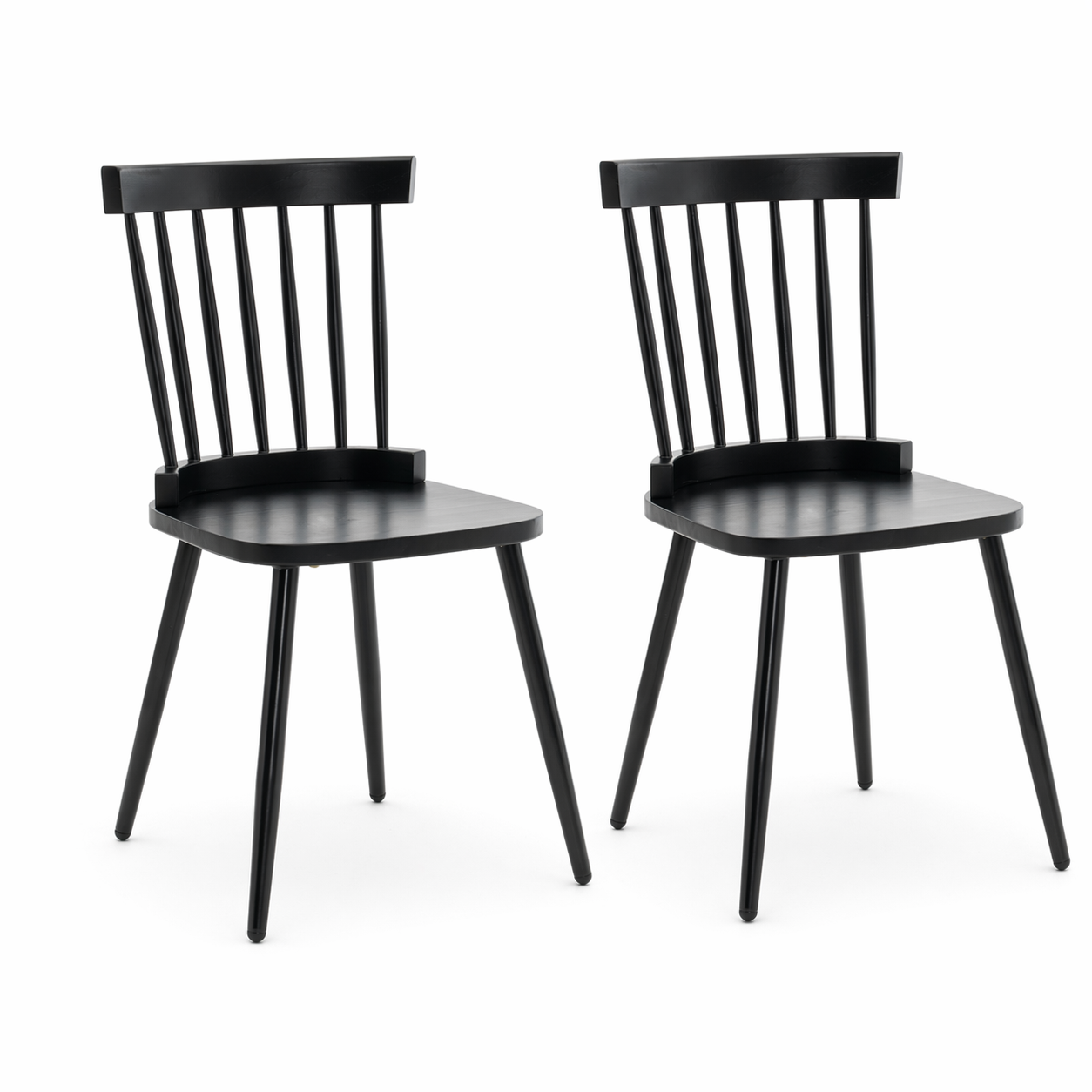 Fancrou Farmhouse Windsor Dining Chairs Set of 4, Spindle Back Wood Chairs for Kitchen and Living Room, Country Style Restaurant Seating, Black