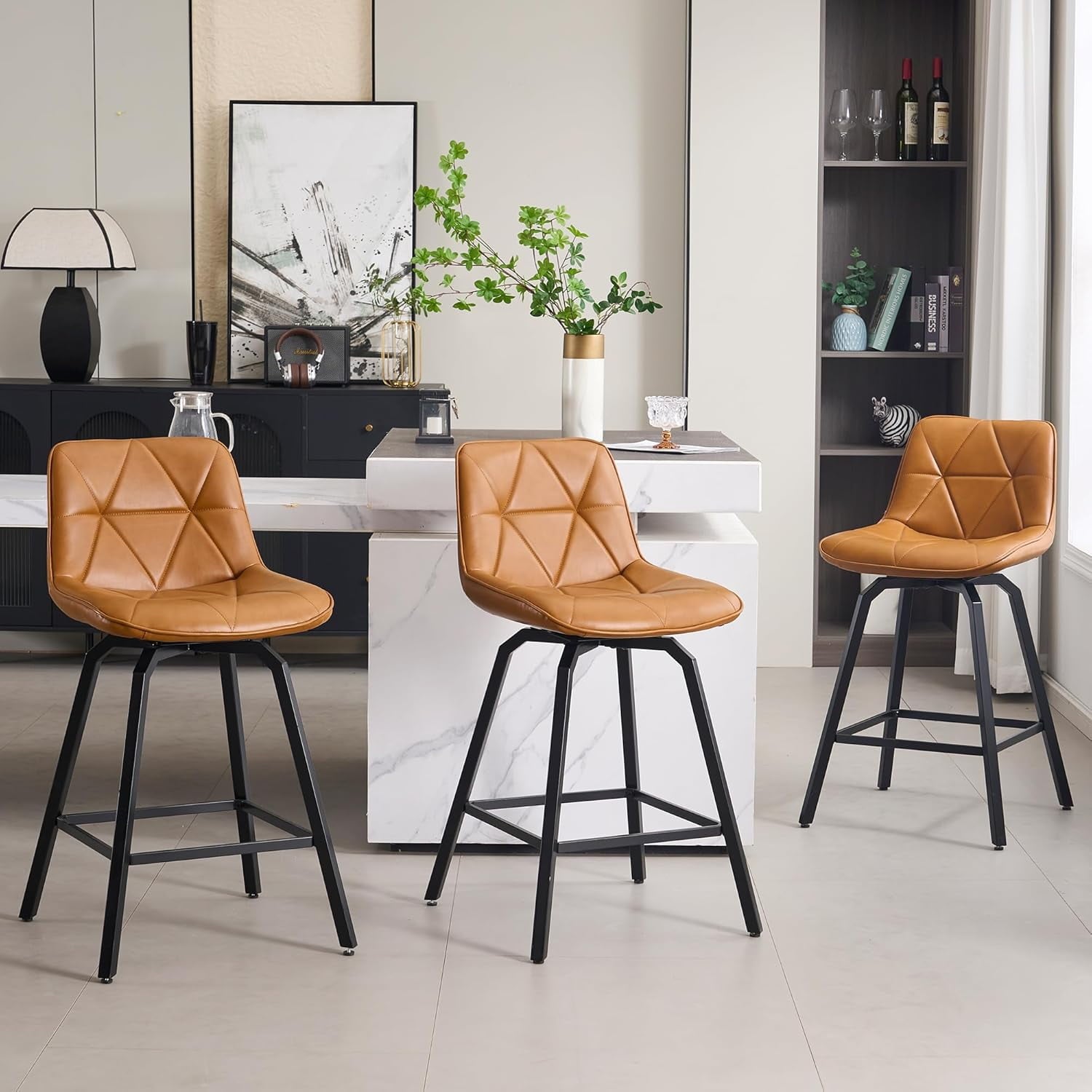 Fancrou 26" Counter Height Swivel Bar Stools Set of 3