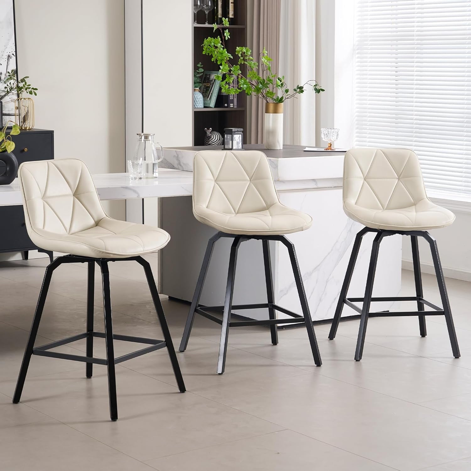 Fancrou 26" Counter Height Swivel Bar Stools Set of 3