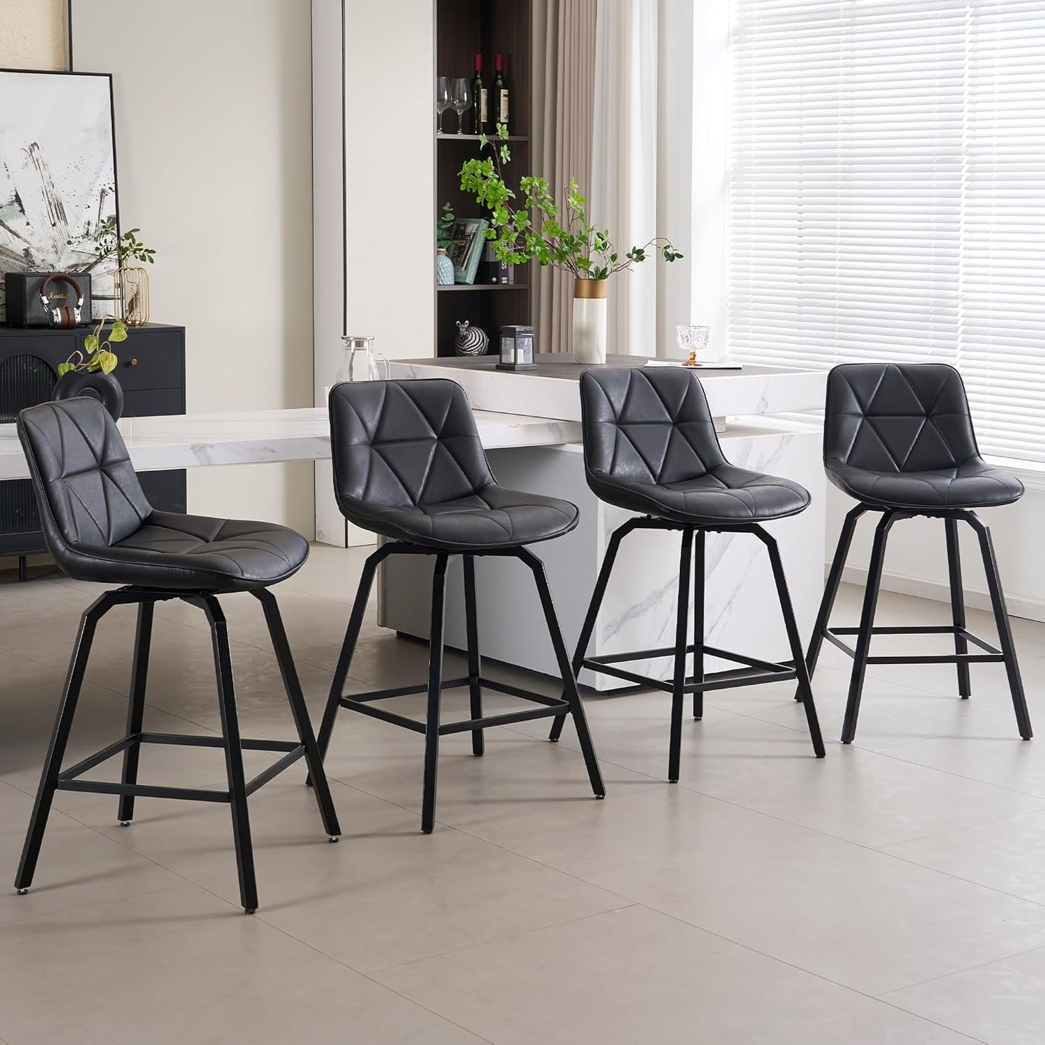 Fancrou 26" Swivel Counter Height Bar Stools Set of 4