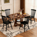 Fancrou 43.3-59in Extendable Round-Oval Dining Table Set for 4-6, Table+4 Balck Chairs