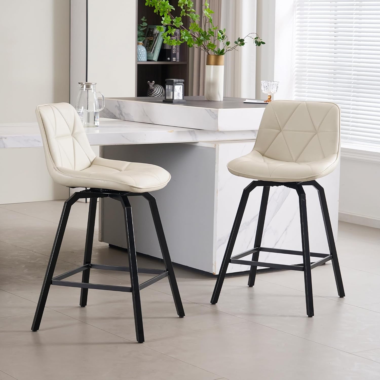 Fancrou 26" Counter Height Swivel Bar Stools Set of 2