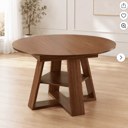 Extendable Round Dining Table for 4-8,Modern Kitchen Oval Dining Table with Removable Leaves Space Saving,Wood Base with Storage Shelf for Kitchen Living Room (Walnut)