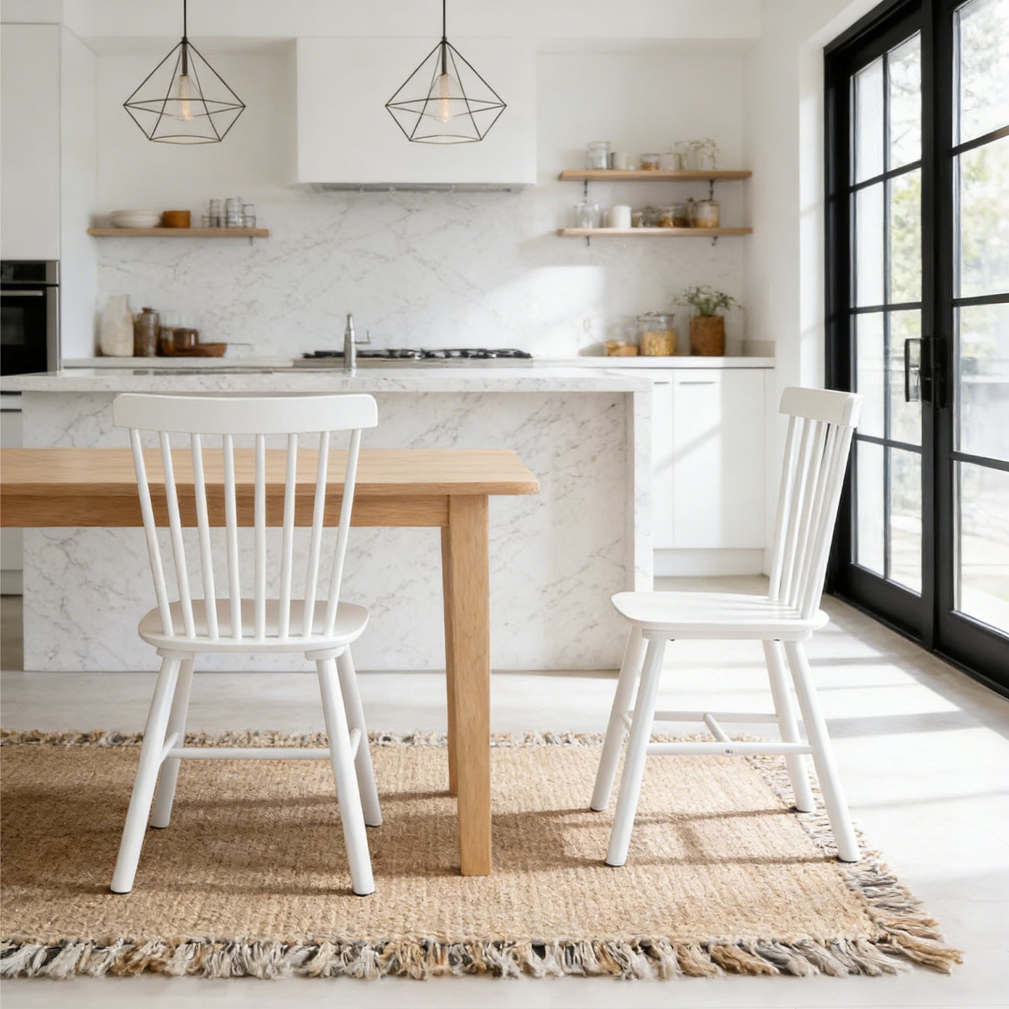 CRERIYO Windsor Dining Chairs, Spindle Back Kitchen Chairs, Classic Farmhouse Dining Room Chairs