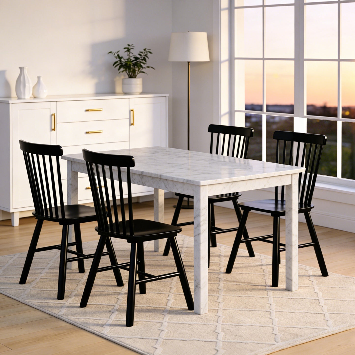 CRERIYO Windsor Dining Chairs, Spindle Back Kitchen Chairs, Classic Farmhouse Dining Room Chairs